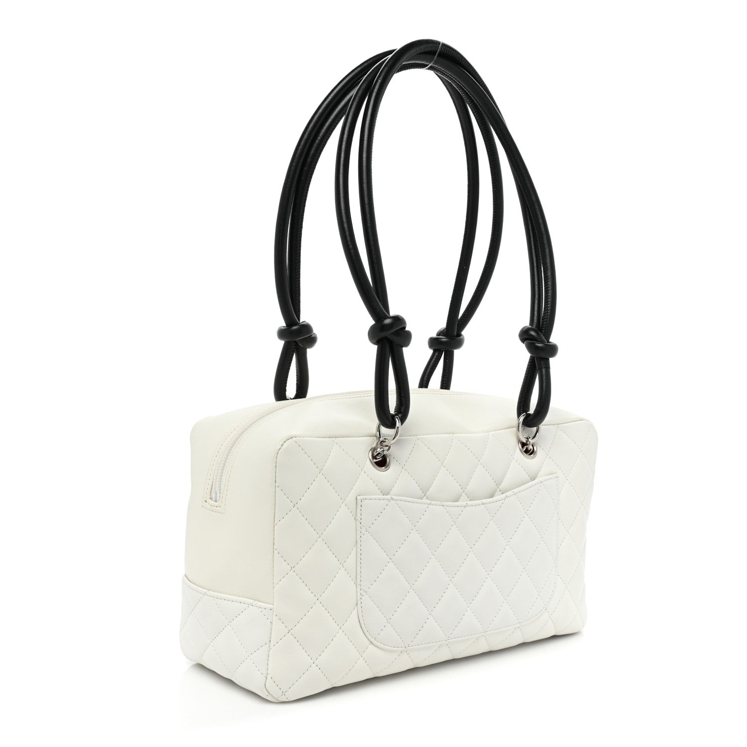 Chanel Calfskin Quilted Large Cambon Bowler White Black 2 of 15