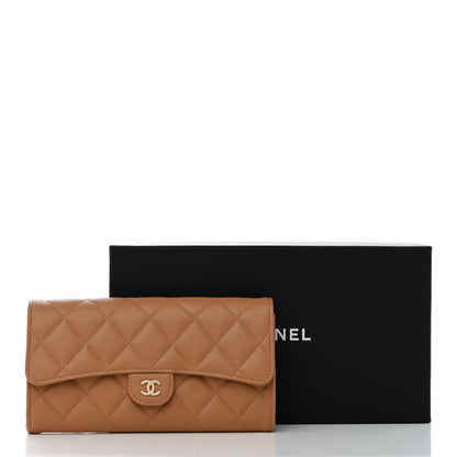 Chanel Caviar Quilted Large Gusset Flap Wallet Beige 9 of 9