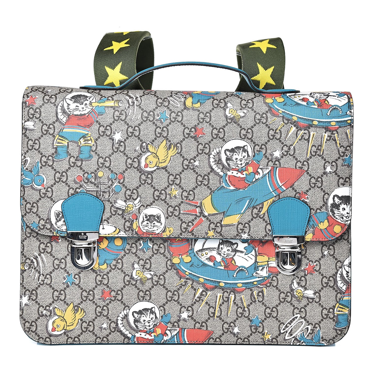 Gucci GG Supreme Monogram Space Cats Childrens Backpack Blue 1 of 13