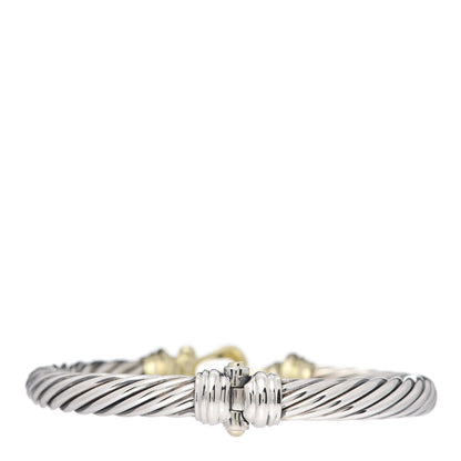 David Yurman Sterling Silver 14K Yellow Gold 7mm Cable Classic Buckle Bracelet 3 of 5