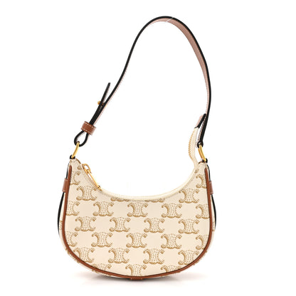 Celine Canvas Calfskin Mini Ava Triomphe Shoulder Bag White 1 of 10