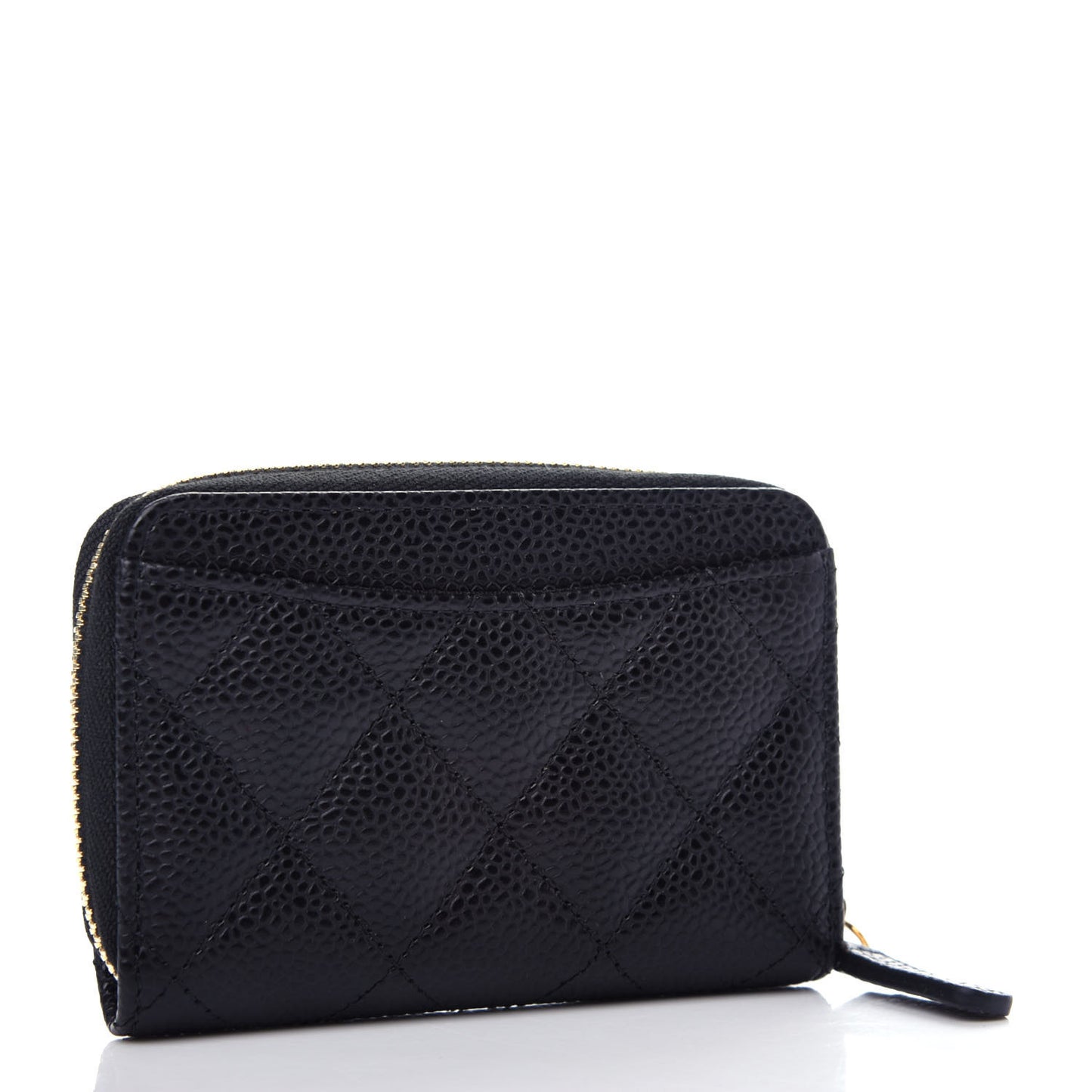 Caviar Quilted Zip Coin Purse Black