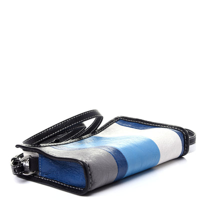 Balenciaga Veau Arena Multicolore Bazar Strap Clutch Bleu Gris White Black 7 of 17