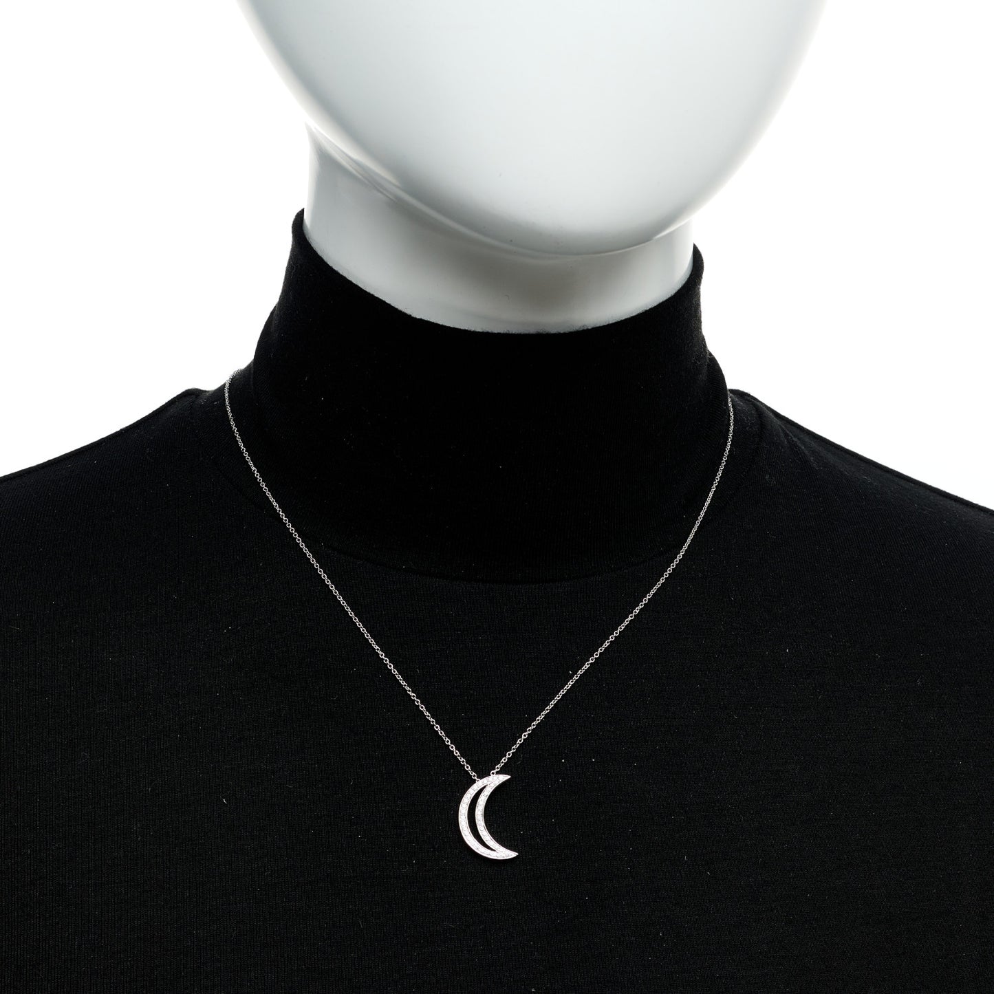 Platinum Diamond Moon Pendant Necklace