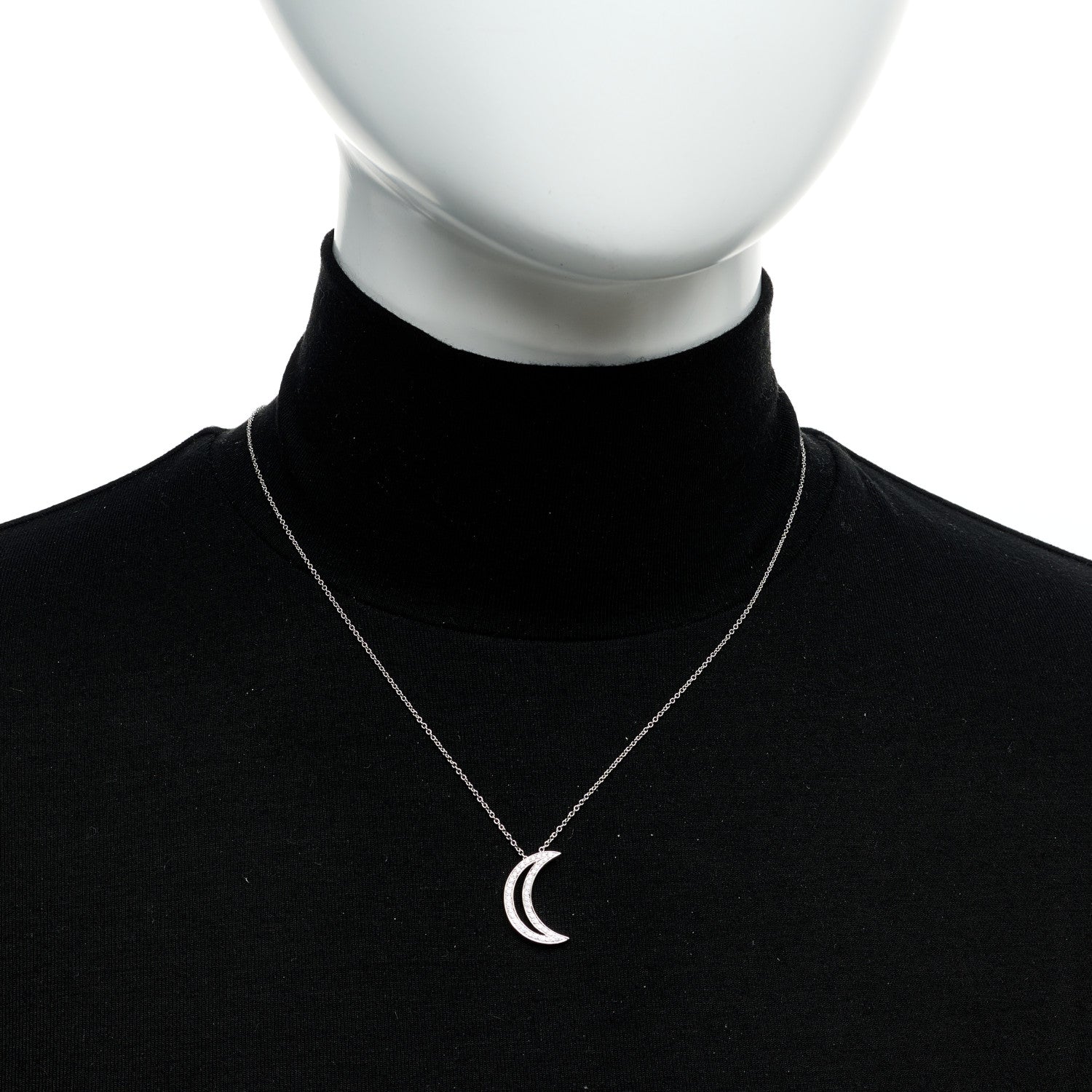 Tiffany Platinum Diamond Moon Pendant Necklace 2 of 5