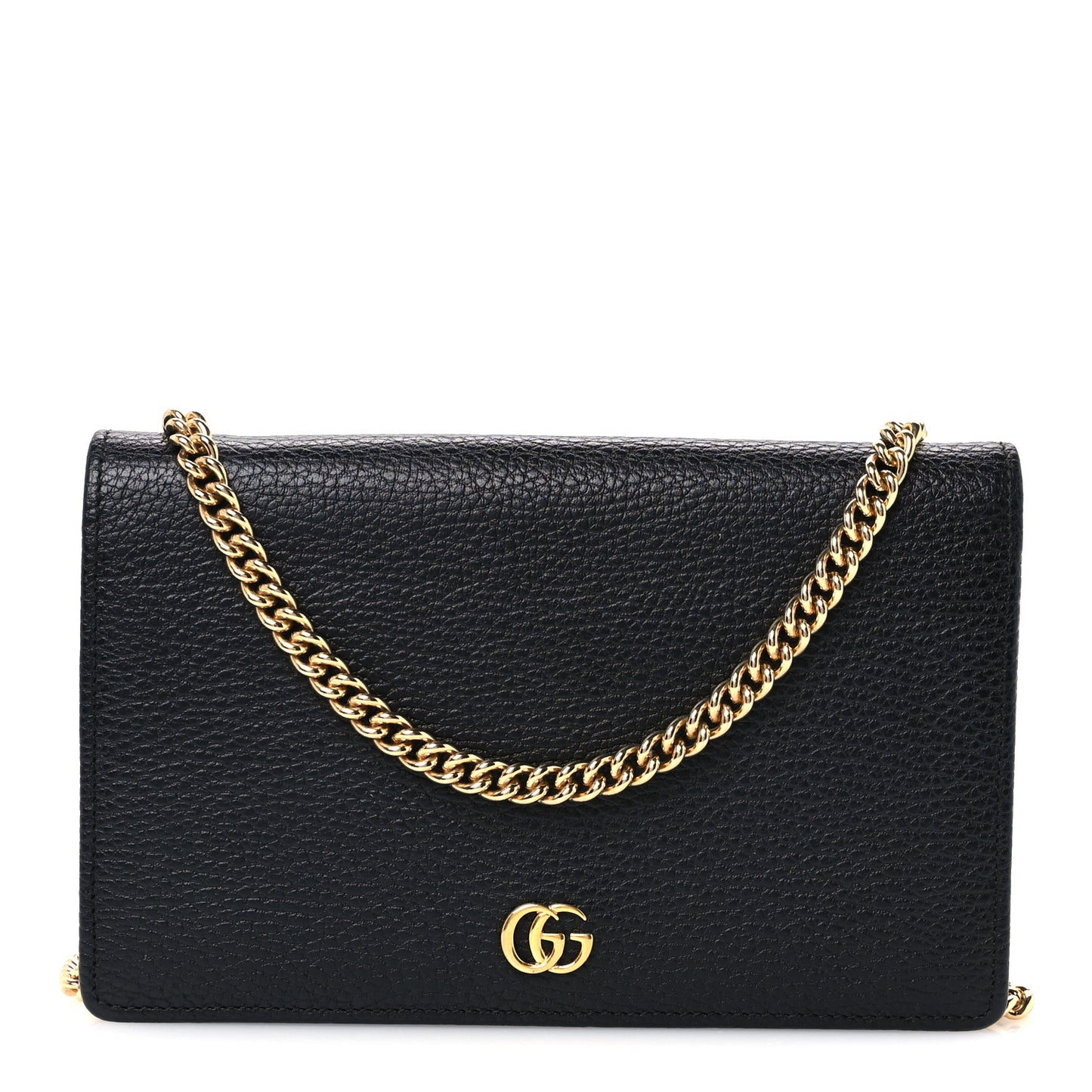Calfskin Mini GG Marmont Chain Wallet Black