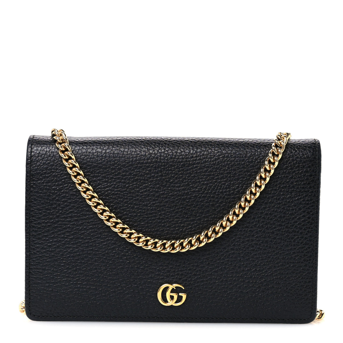 Gucci Calfskin Mini GG Marmont Chain Wallet Black 1 of 10