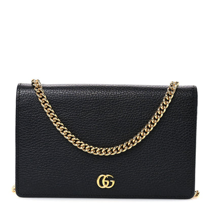 Gucci Calfskin Mini GG Marmont Chain Wallet Black 1 of 10