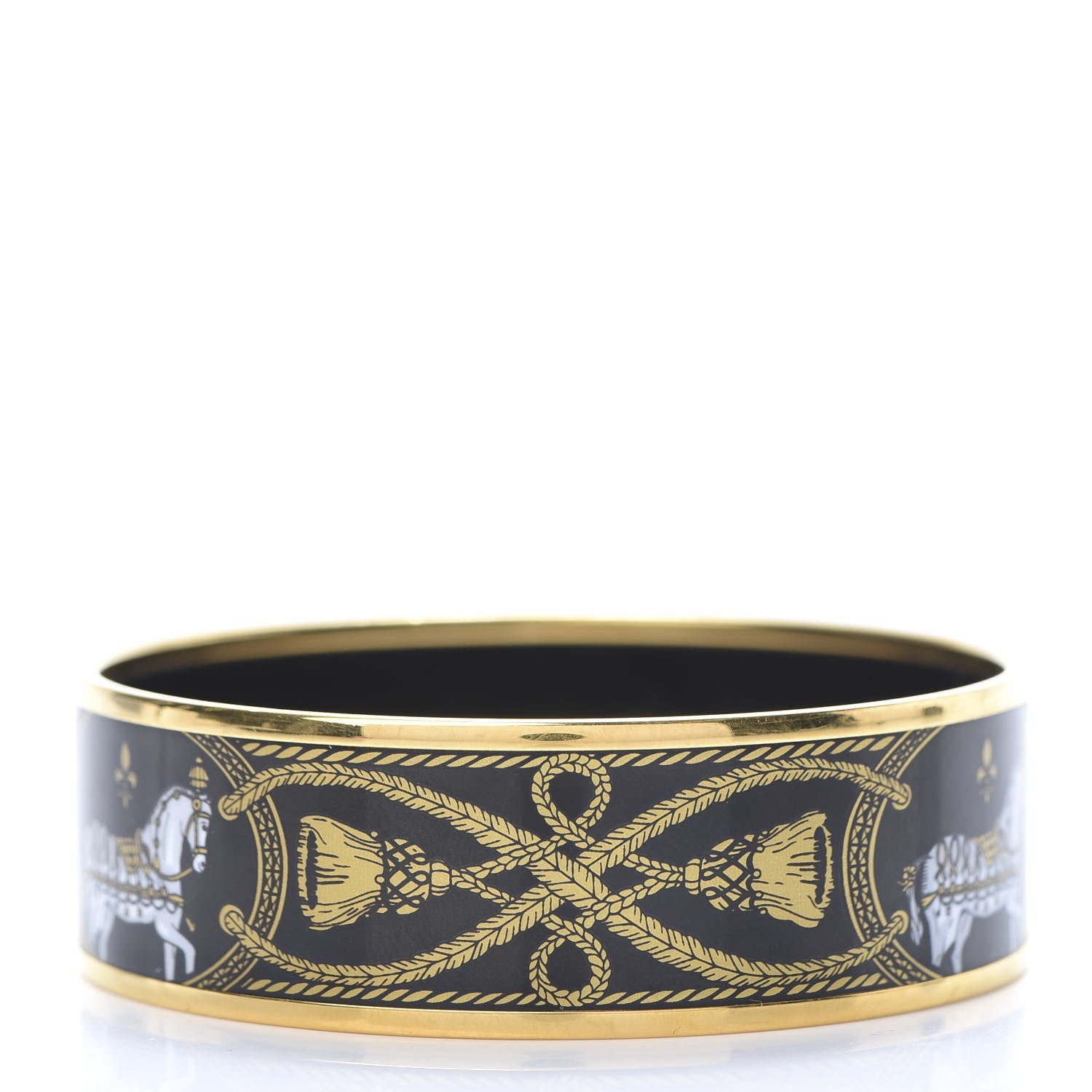 Hermes Enamel Printed Wide Grand Apparat Bracelet 70 Black 3 of 5