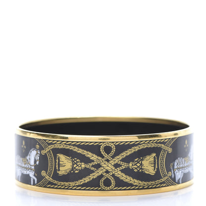 Hermes Enamel Printed Wide Grand Apparat Bracelet 70 Black 3 of 5