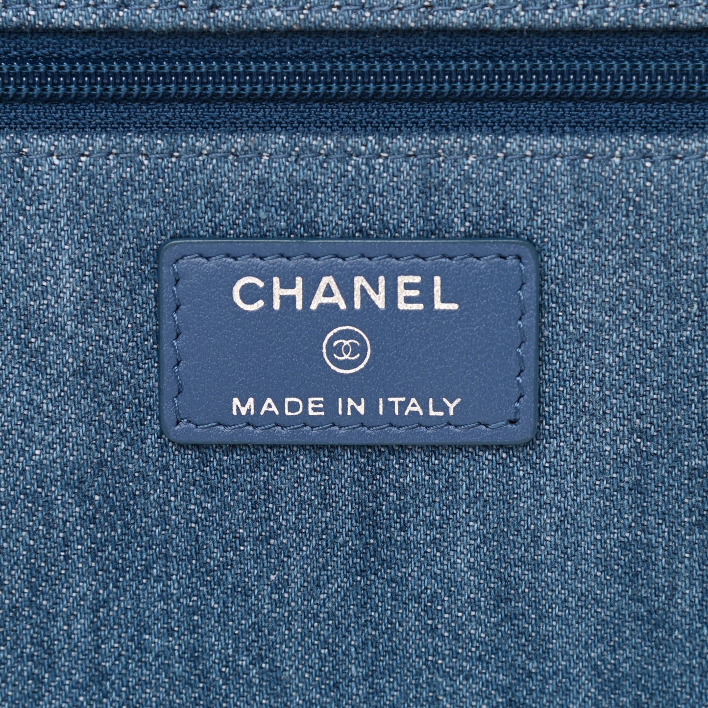 Frayed Denim Quilted Wallet On Chain WOC Blue