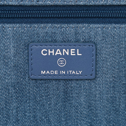 Chanel Frayed Denim Quilted Wallet On Chain WOC Blue 6 of 11