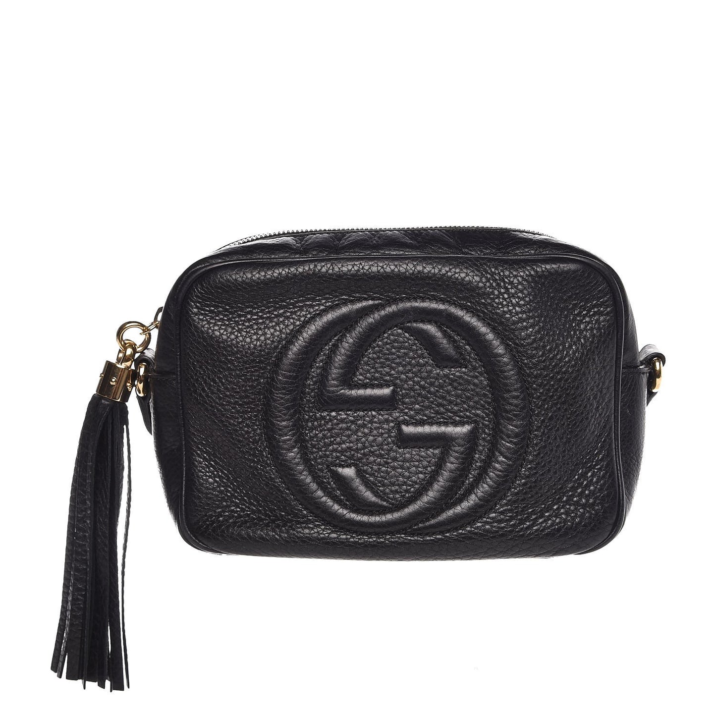 Pebbled Calfskin Small Soho Disco Bag Black