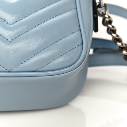 Gucci Calfskin Matelasse Small GG Marmont Chain Shoulder Bag Porcelain Light Blue 8 of 20
