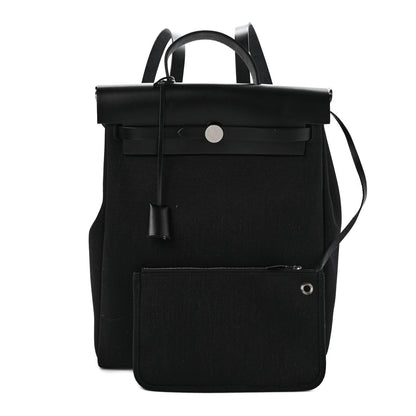 Hermes Military Toile Vache Hunter Herbag a Dos Zip Retourne Backpack Black 1 of 9
