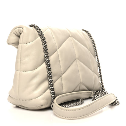 Saint Laurent Lambskin Quilted Toy Loulou Puffer Monogram Chain Satchel Crema Soft 3 of 12