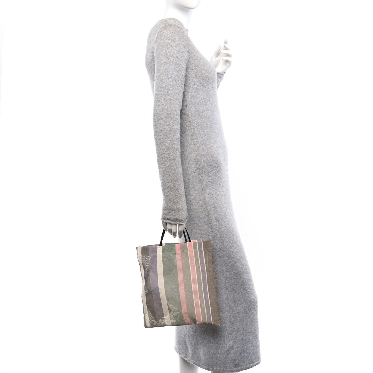 Mesh Saddle Calfskin Mini Barn Tote Bag Multicolor