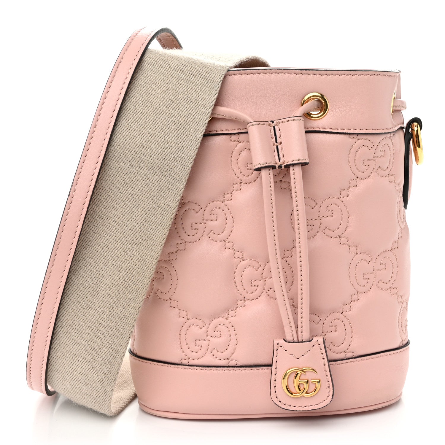 Gucci Calfskin GG Matelasse Bucket Bag Perfect Pink Natural 1 of 12