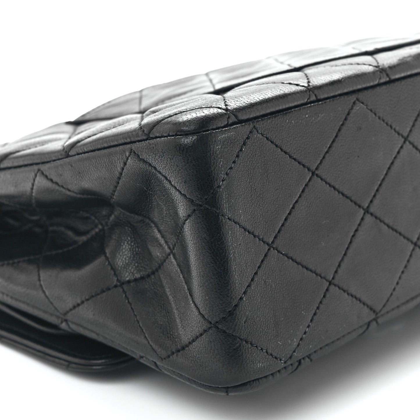 Lambskin Quilted Medium Double Flap Black