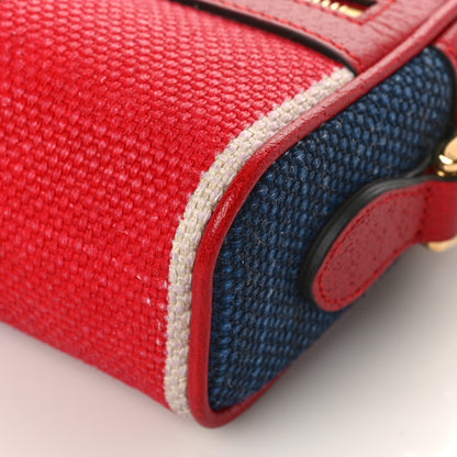 Gucci Canvas Sylvie Stripe Mini Ophidia Camera Bag Mystic White Hibiscus Red Maritime 8 of 9