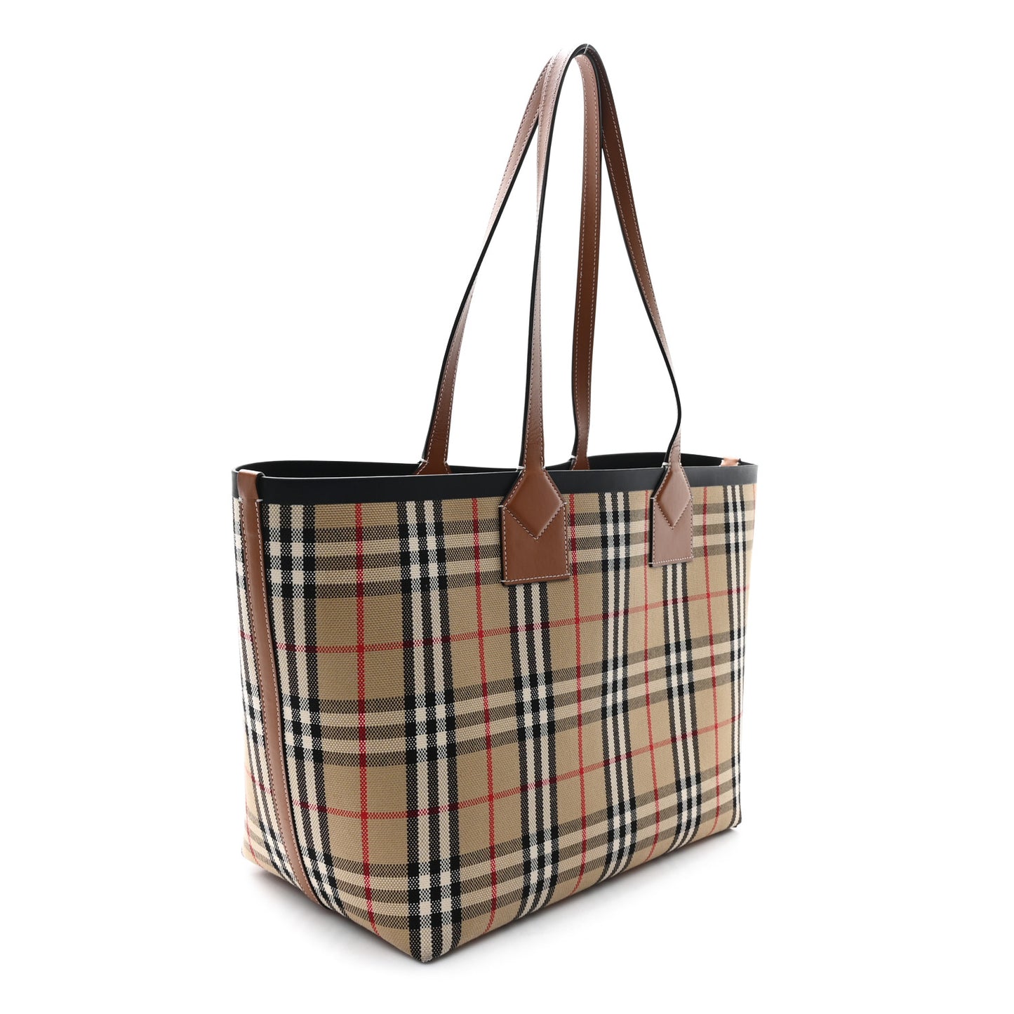 Cotton Vintage Check Medium London Tote Bag Briar Brown Black