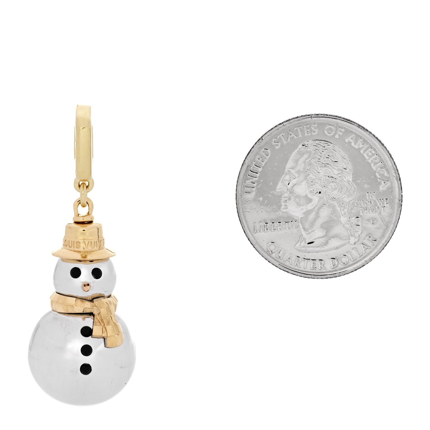 18K Yellow Pink White Gold Black Onyx Snowman Charm Pendant