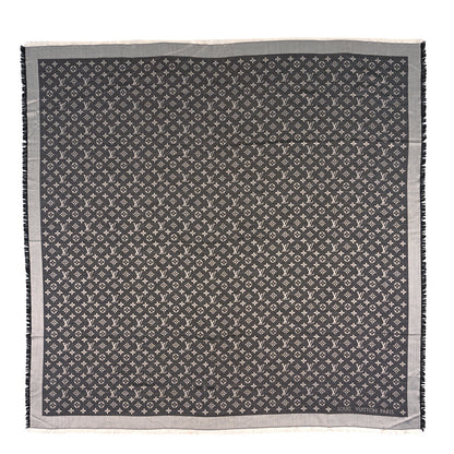 Louis Vuitton Silk Wool Monogram Denim Shawl Black 1 of 3