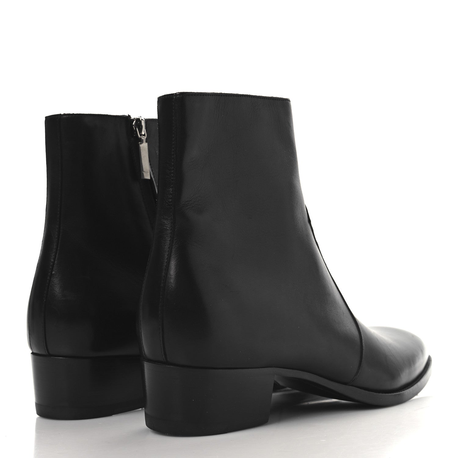 Saint Laurent Calfskin Mens Wyatt 40 Zip Boots 42 Black 5 of 10