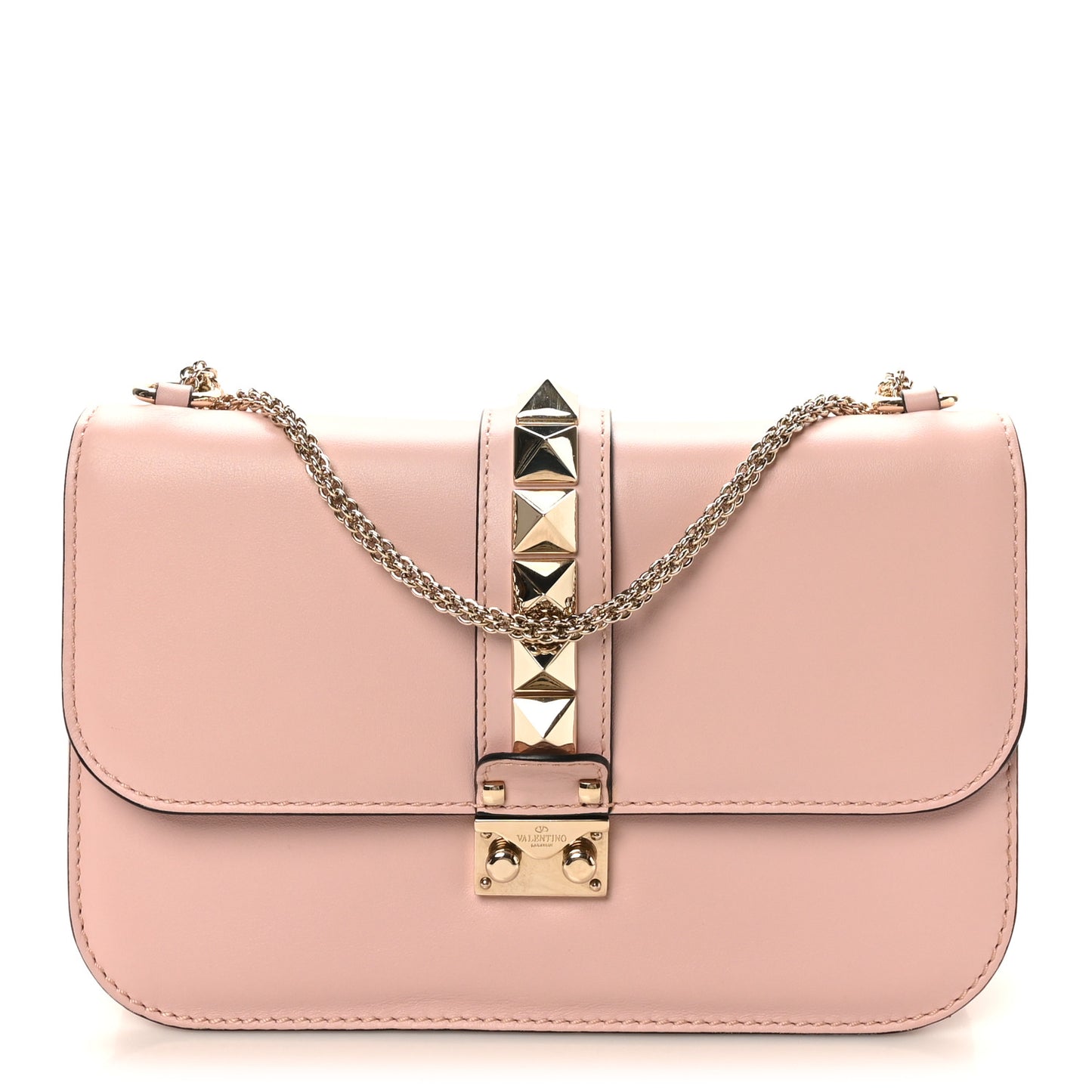 Vitello Medium Glam Lock Rockstud Flap Water Rose