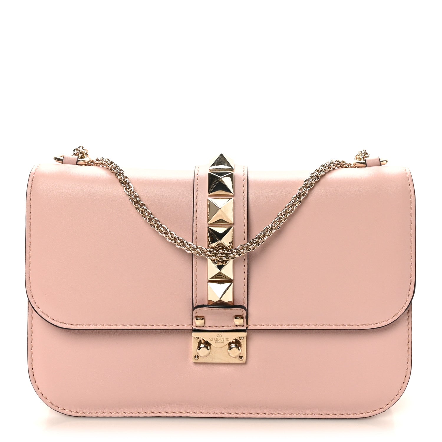 Valentino Garavani Vitello Medium Glam Lock Rockstud Flap Water Rose 1 of 10