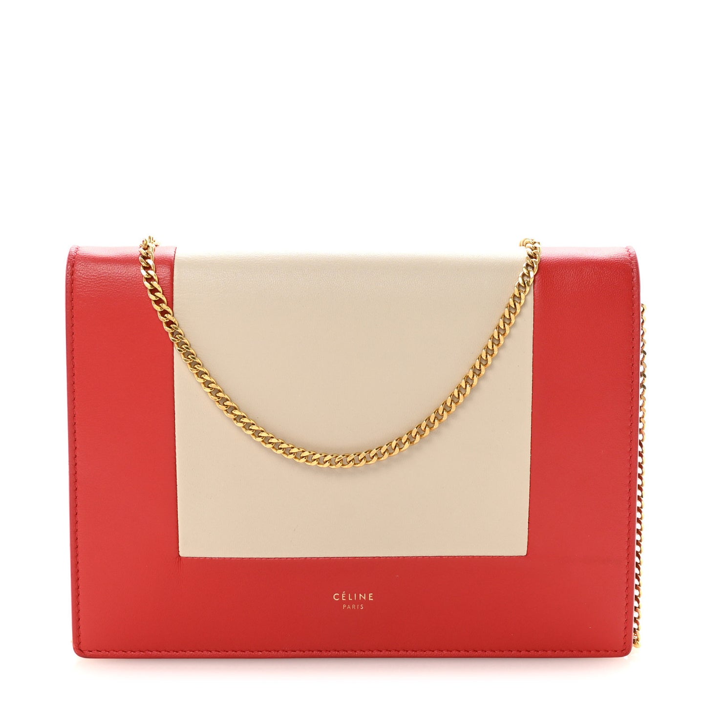 Smooth Lambskin Frame Evening Chain Clutch Scarlet Chalk