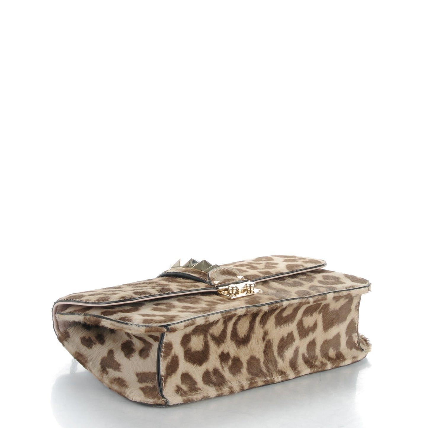 Calf Hair Leopard Print Medium Glam Lock Rockstud Flap Blush