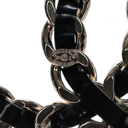 Chanel Lambskin Crystal Chain CC Charms Brooch Black Gold 4 of 5