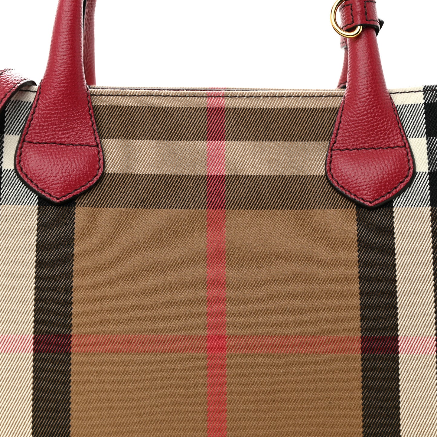 House Check Grainy Calfskin Medium Banner Tote Russet Red