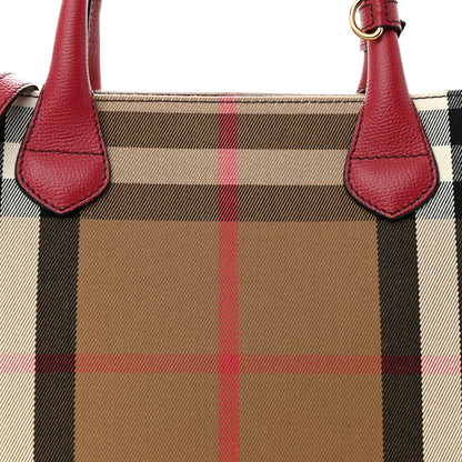 Burberry House Check Grainy Calfskin Medium Banner Tote Russet Red 9 of 12