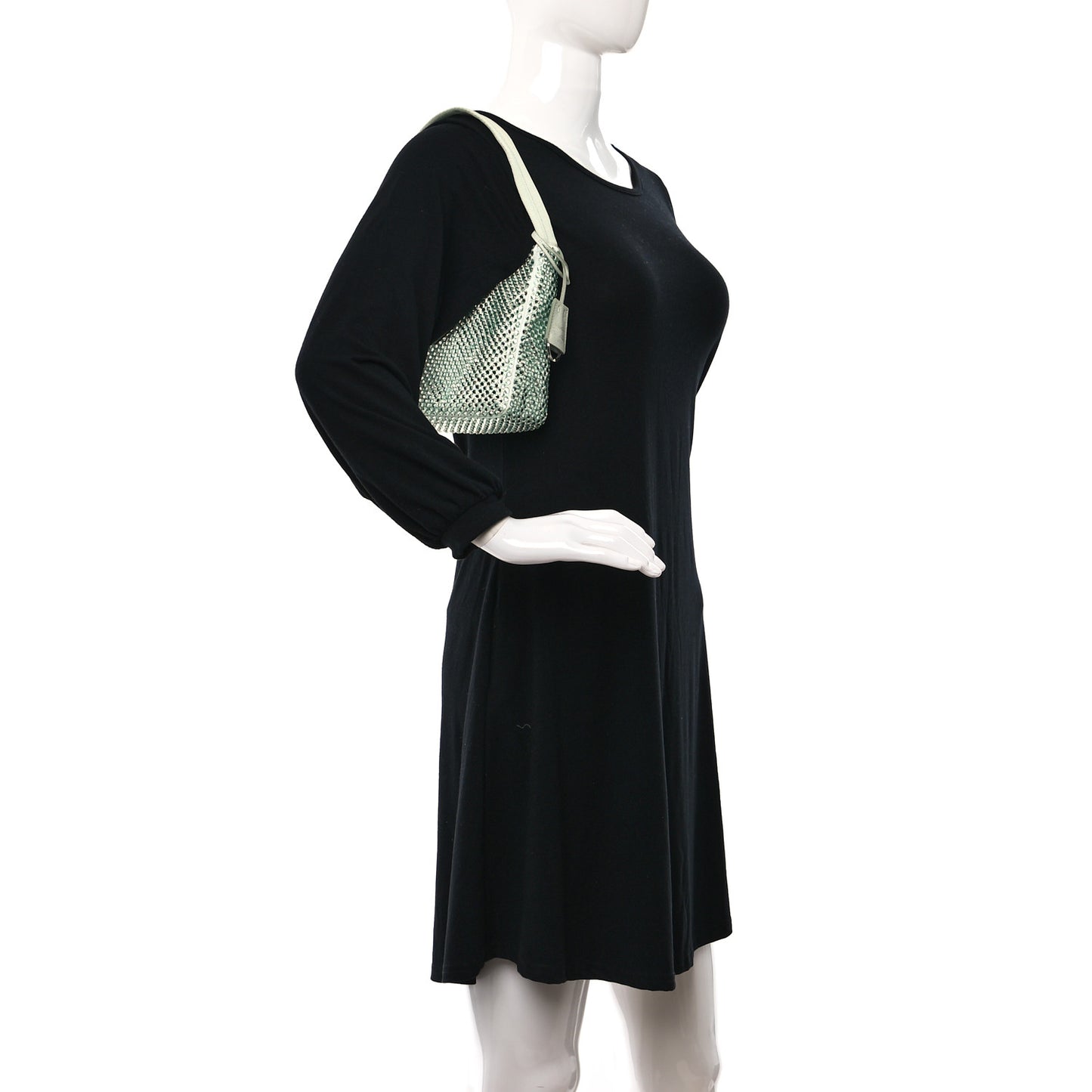 Satin Crystal Mini Re-Edition 2000 Bag Acqua