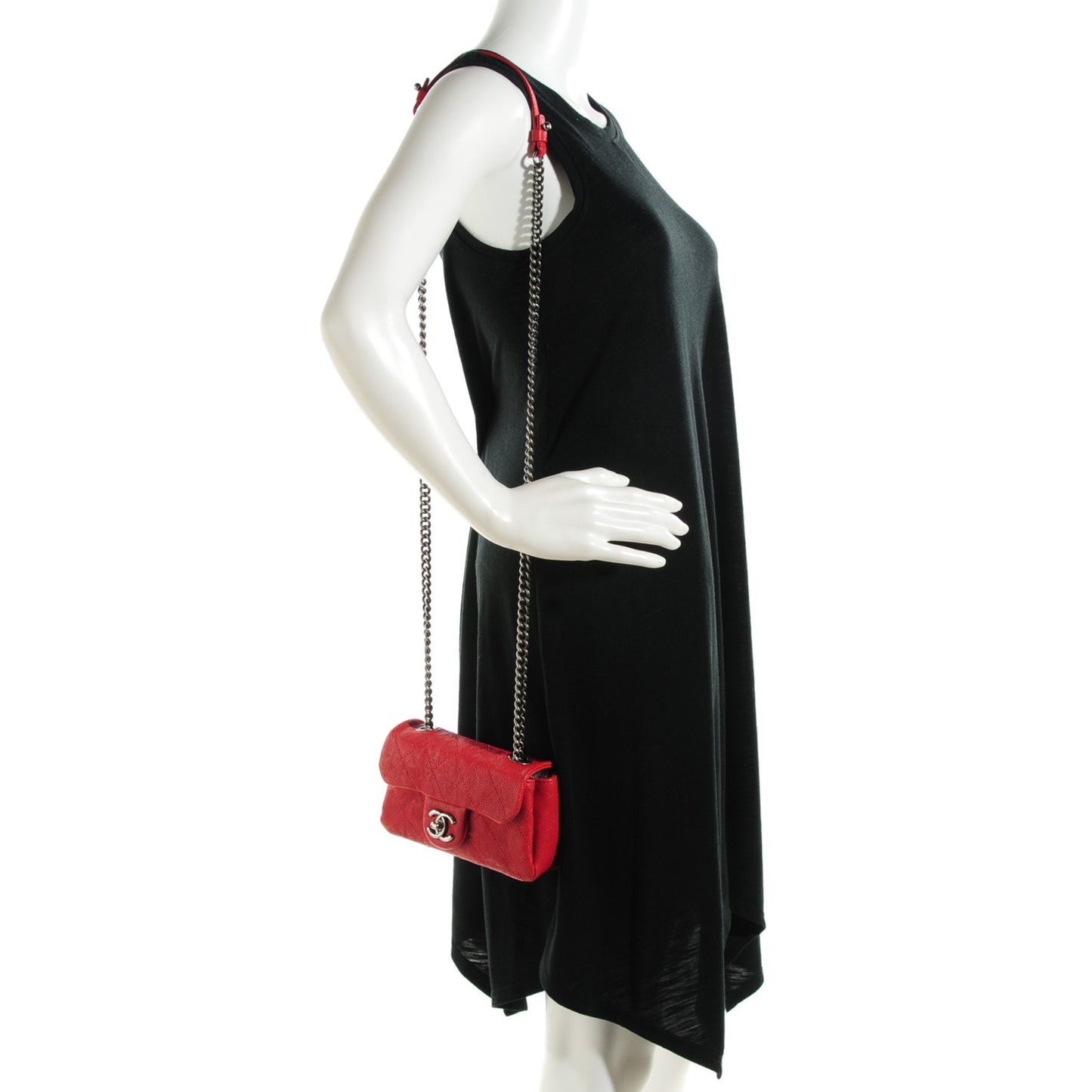 Caviar Quilted Mini Simply CC Flap Red