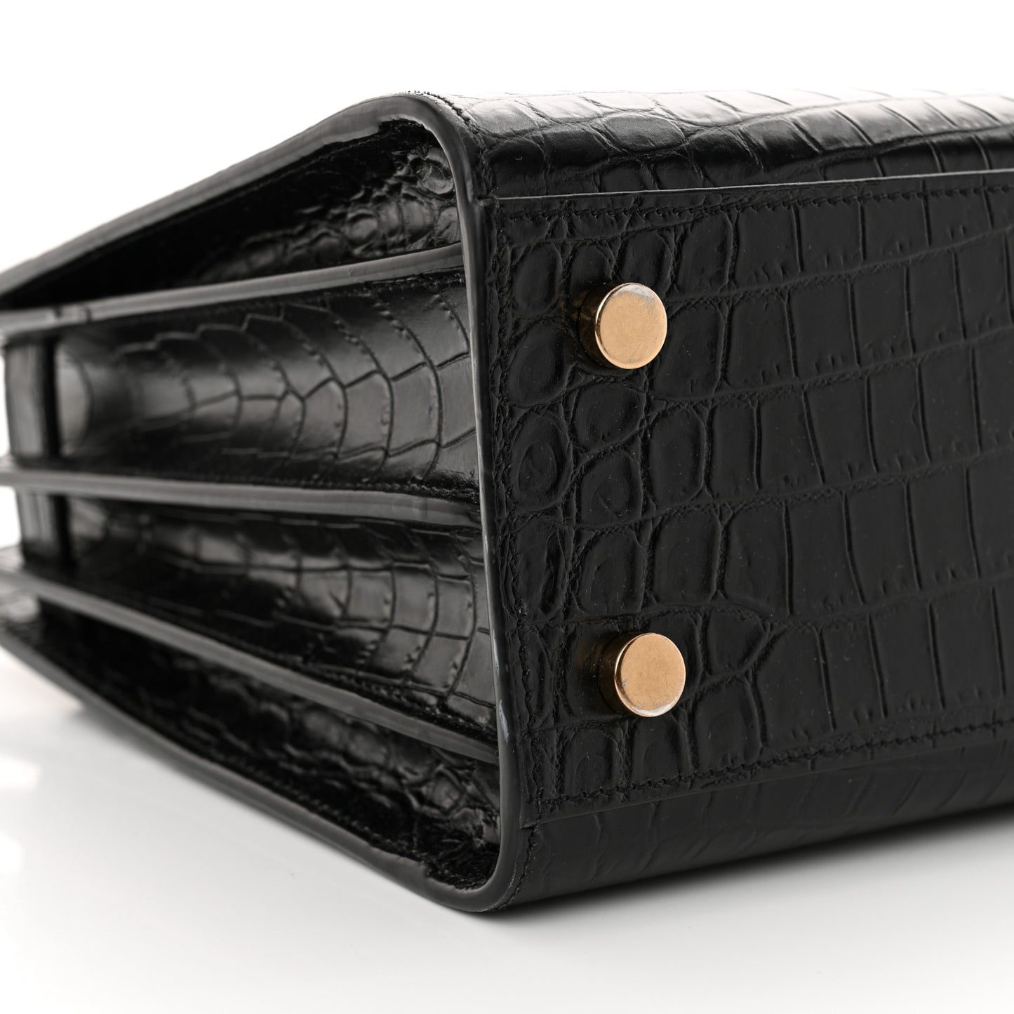 Calfskin Crocodile Embossed Baby Sac De Jour Black