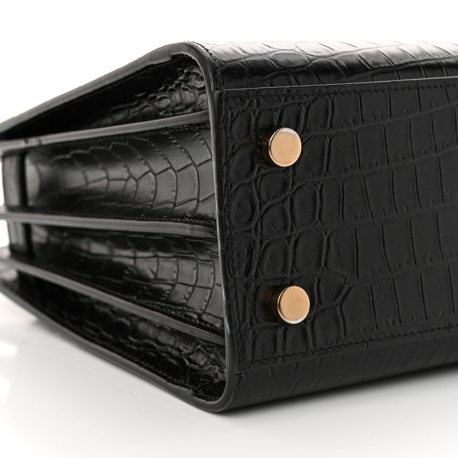 Saint Laurent Calfskin Crocodile Embossed Baby Sac De Jour Black 9 of 14