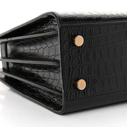 Saint Laurent Calfskin Crocodile Embossed Baby Sac De Jour Black 9 of 14