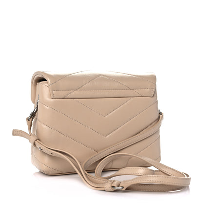 Saint Laurent Calfskin Y Quilted Monogram Toy Loulou Crossbody Bag Latte 3 of 11