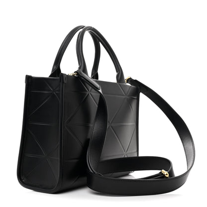 Prada Soft Calfskin Triangolo Symbole Embossed Mini Tote Black 3 of 10