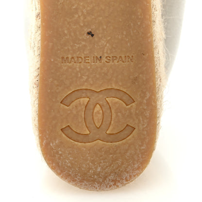 Chanel Lambskin Suede CC Espadrille Wedges 36 White Black 6 of 8