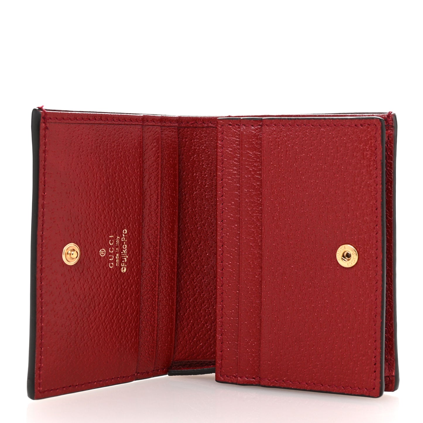 X DORAEMON Mini Vintage GG Supreme Monogram Card Case Wallet Beige Cherry Red