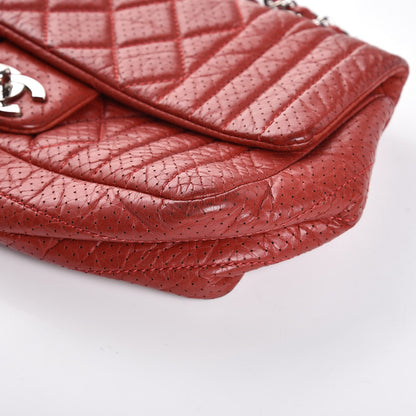 Chanel Aged Calfskin Perforated East West Flap Red 8 of 13