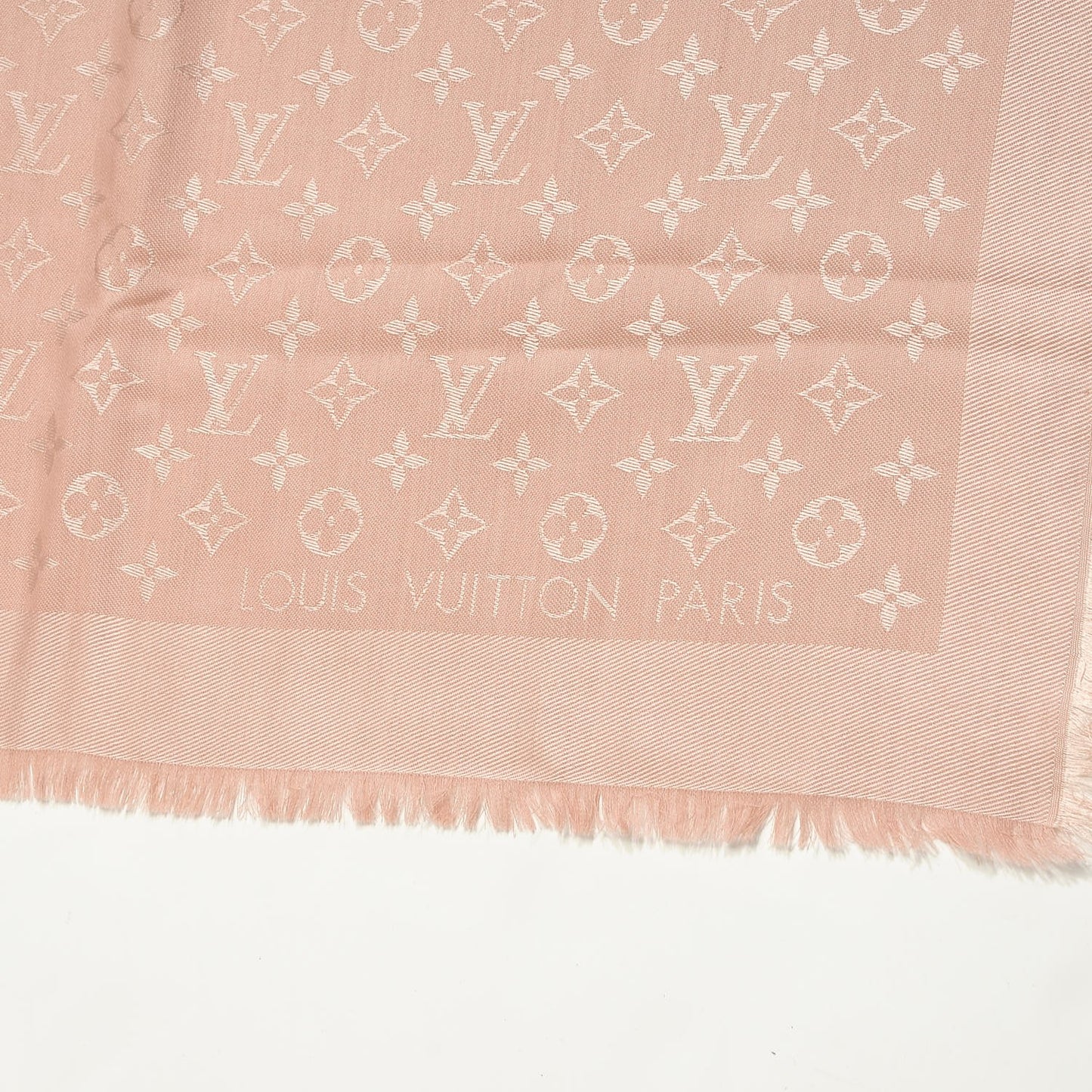 Silk Wool Monogram Denim Shawl Pink