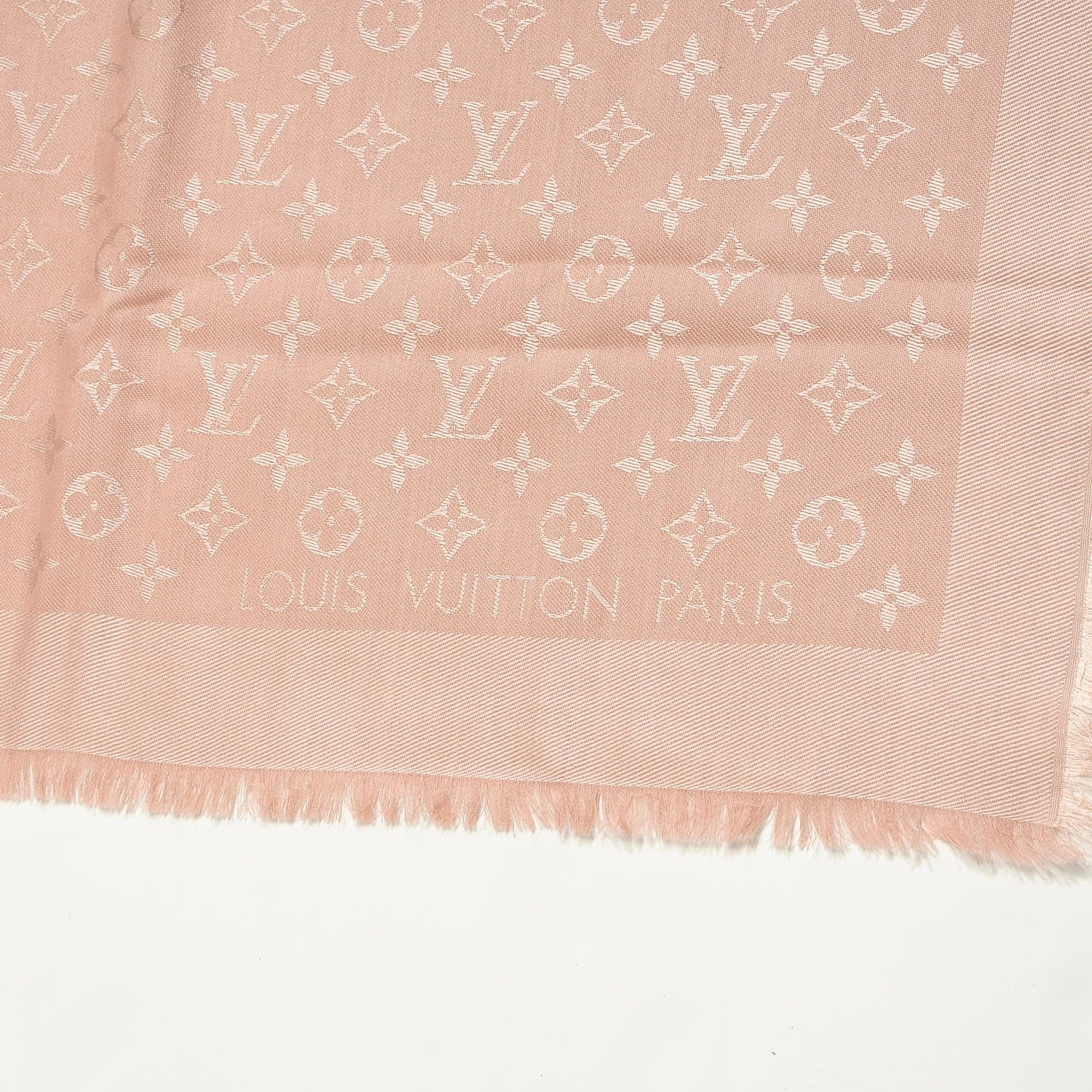 Louis Vuitton Silk Wool Monogram Denim Shawl Pink 3 of 6