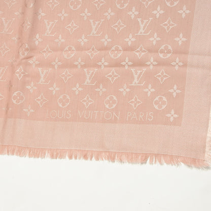 Louis Vuitton Silk Wool Monogram Denim Shawl Pink 3 of 6