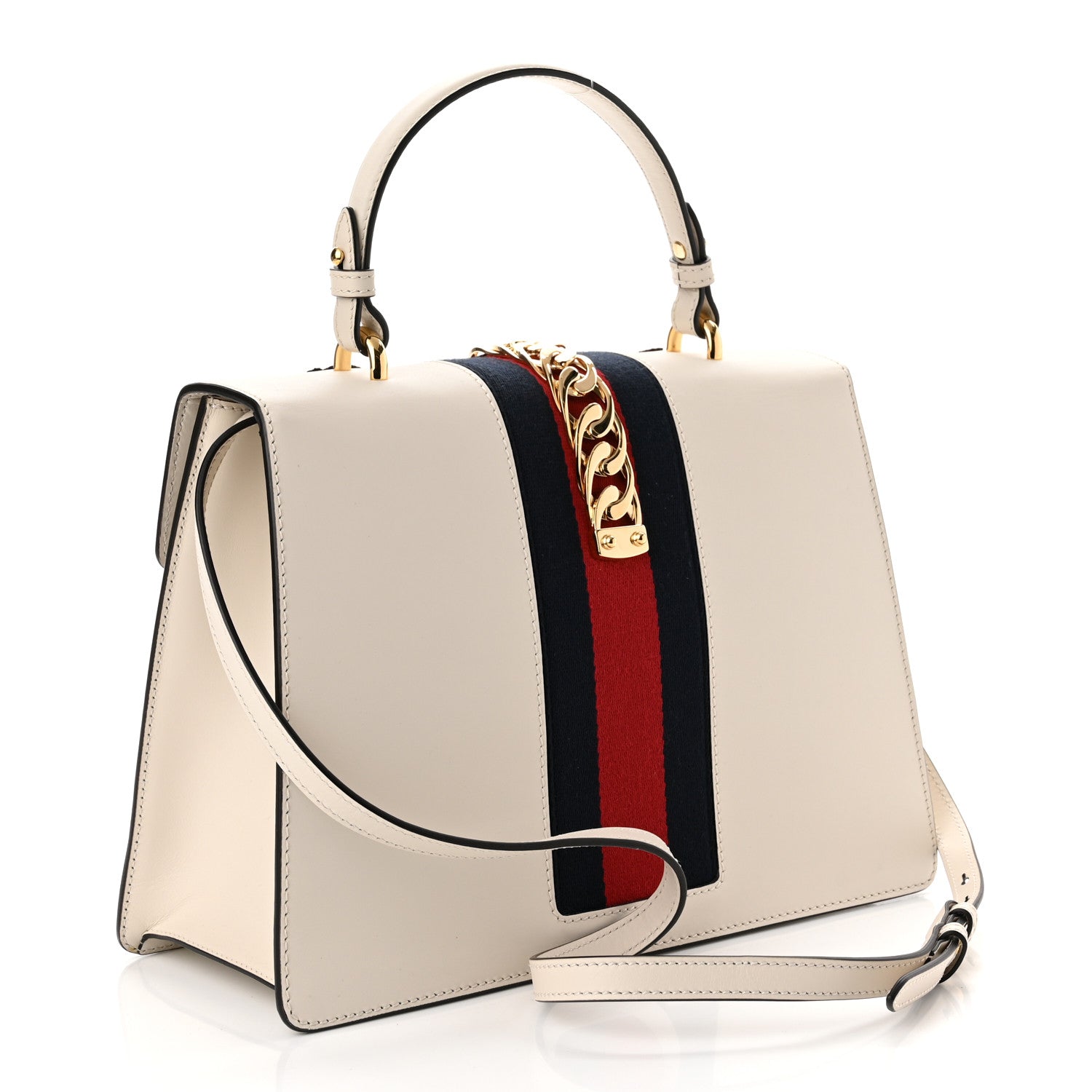 Gucci Calfskin Floral Medium Sylvie Top Handle Bag Off White 3 of 10