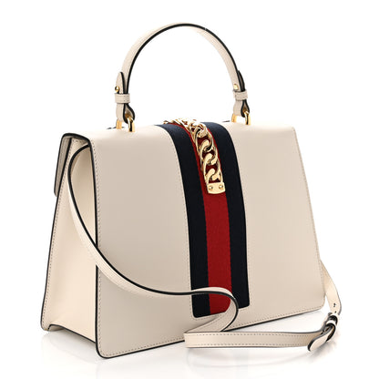 Gucci Calfskin Floral Medium Sylvie Top Handle Bag Off White 3 of 10